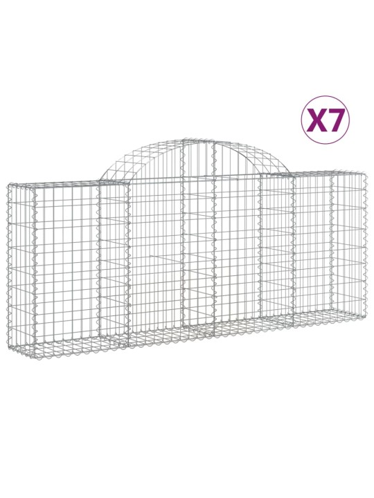 Klenuté gabionové koše 7 ks 200x30x80/100 cm pozinkované železo