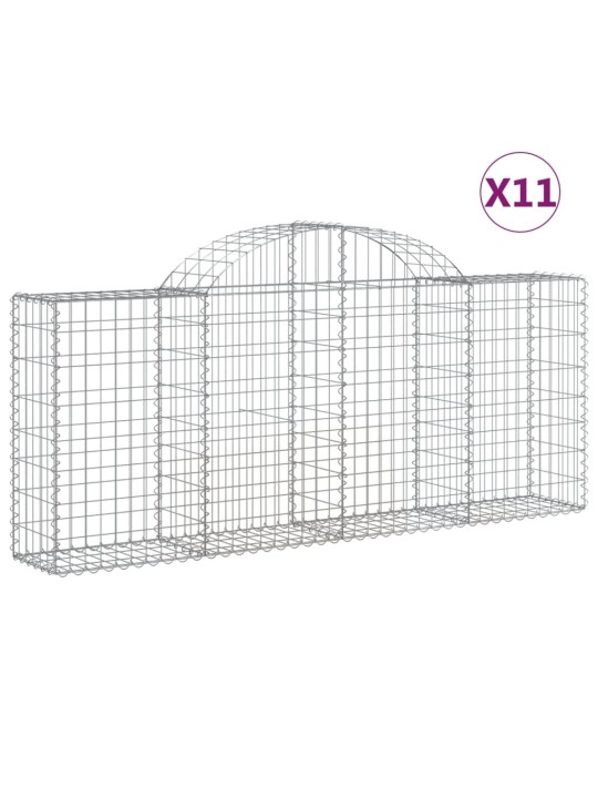 Klenuté gabionové koše 11ks 200x30x80/100 cm pozinkované železo