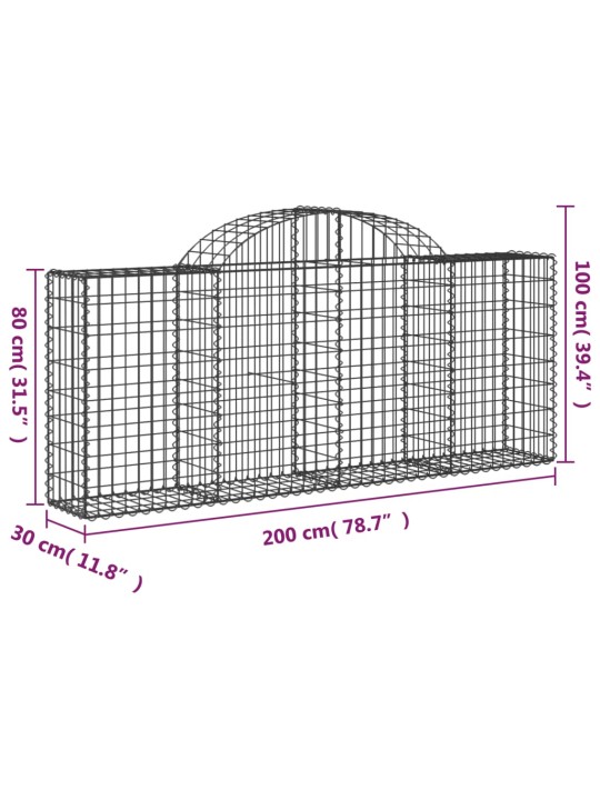 Klenuté gabionové koše 11ks 200x30x80/100 cm pozinkované železo