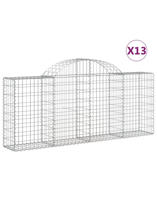 Klenuté gabionové koše 13ks 200x30x80/100 cm pozinkované železo