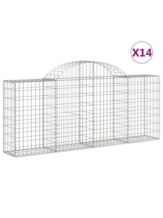 Klenuté gabionové koše 14ks 200x30x80/100 cm pozinkované železo