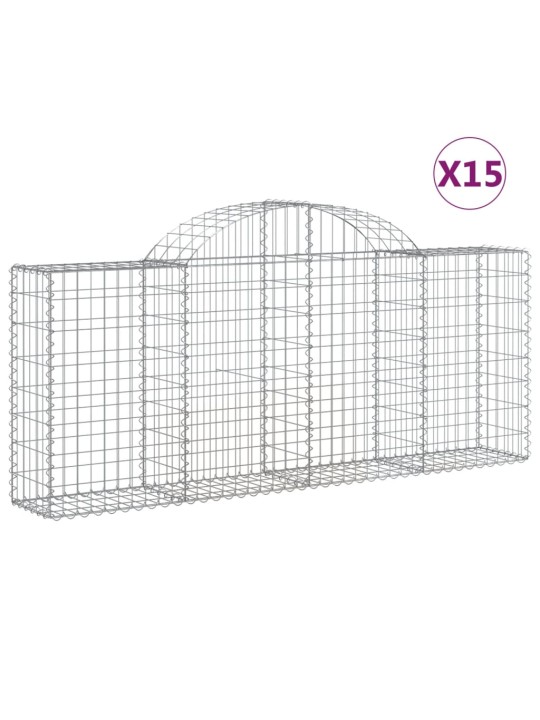 Klenuté gabionové koše 15ks 200x30x80/100 cm pozinkované železo