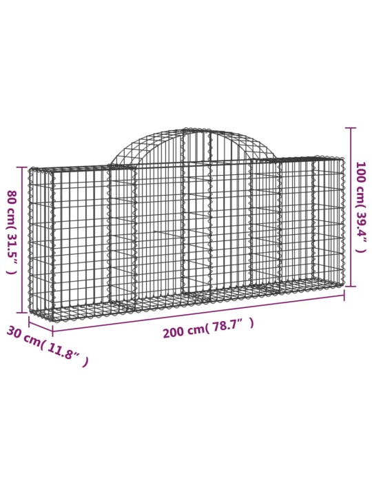 Klenuté gabionové koše 15ks 200x30x80/100 cm pozinkované železo
