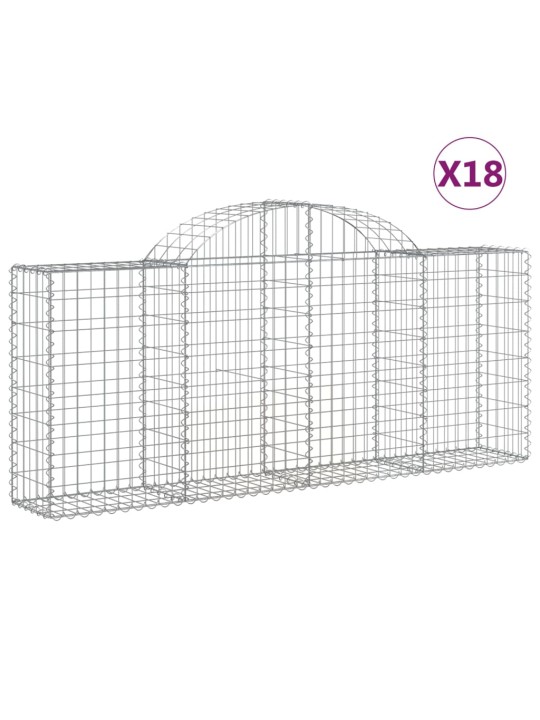 Klenuté gabionové koše 18ks 200x30x80/100 cm pozinkované železo