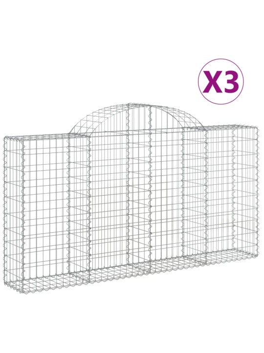 Klenuté gabionové koše 3 ks 200x30x100/120cm pozinkované železo