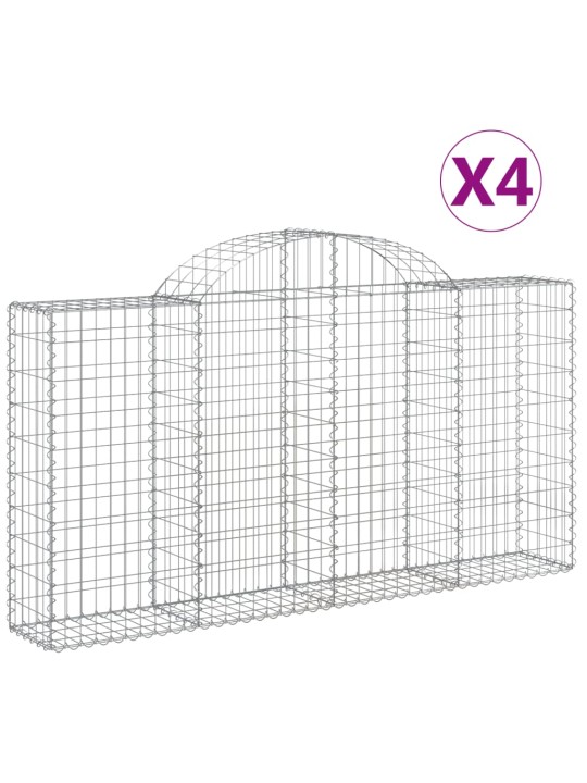 Klenuté gabionové koše 4 ks 200x30x100/120cm pozinkované železo