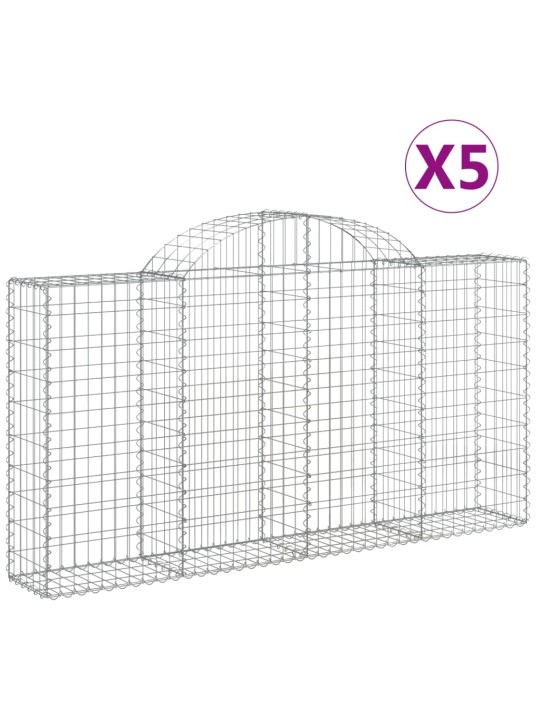Klenuté gabionové koše 5 ks 200x30x100/120cm pozinkované železo