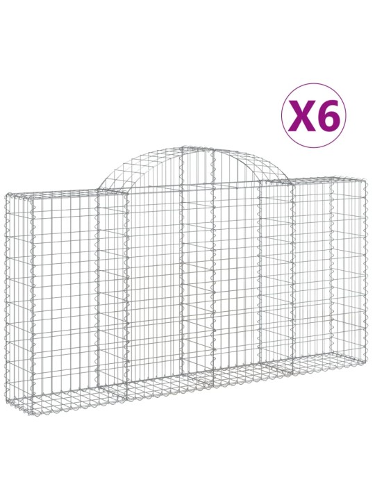 Klenuté gabionové koše 6 ks 200x30x100/120cm pozinkované železo