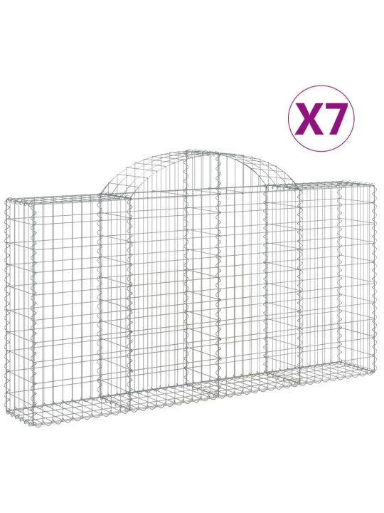 Klenuté gabionové koše 7 ks 200x30x100/120cm pozinkované železo