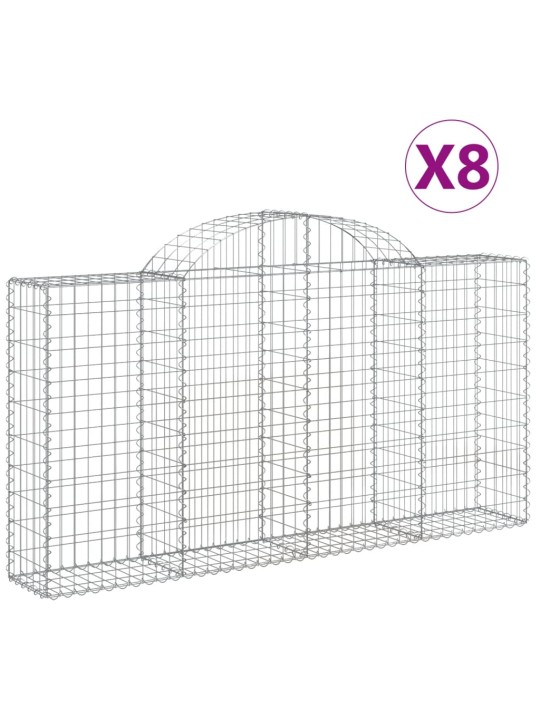 Klenuté gabionové koše 8 ks 200x30x100/120cm pozinkované železo