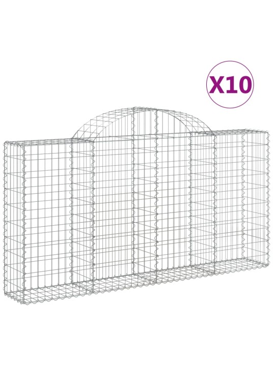 Klenuté gabionové koše 10ks 200x30x100/120cm pozinkované železo