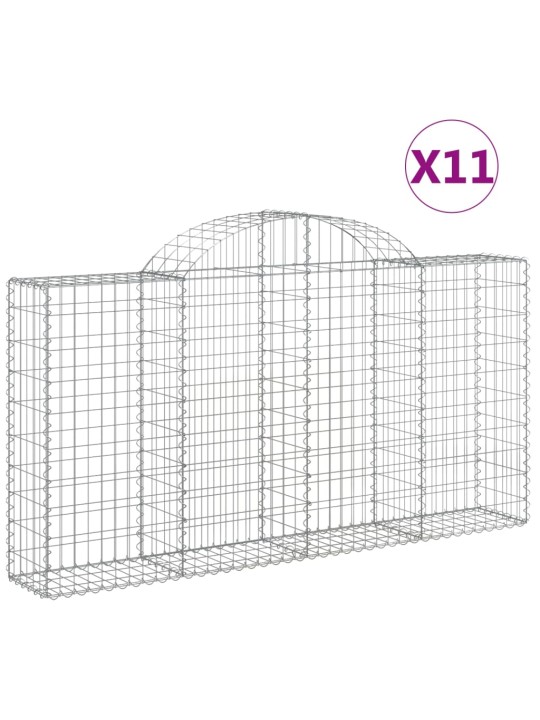 Klenuté gabionové koše 11ks 200x30x100/120cm pozinkované železo
