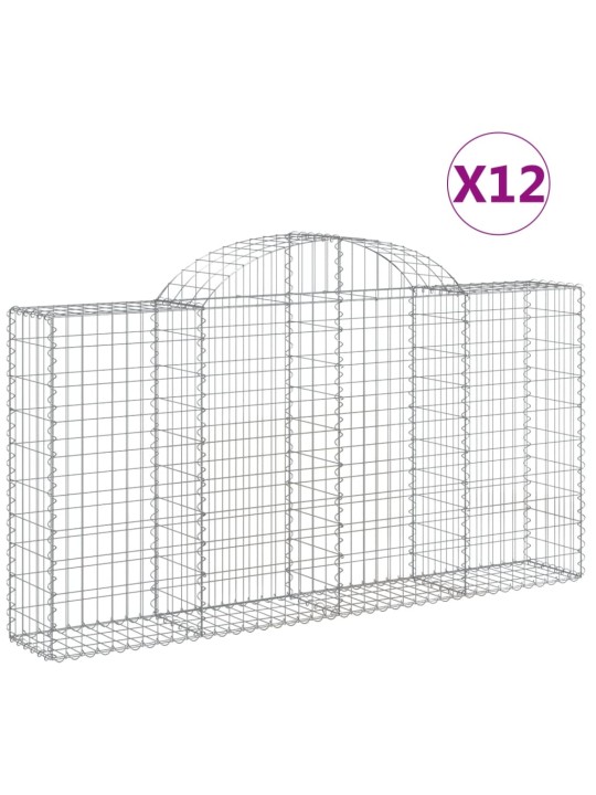 Klenuté gabionové koše 12ks 200x30x100/120cm pozinkované železo