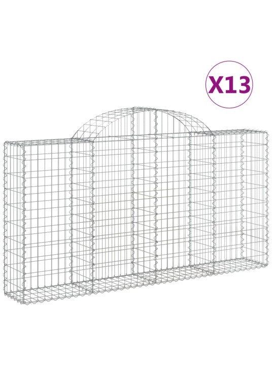 Klenuté gabionové koše 13ks 200x30x100/120cm pozinkované železo