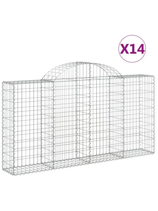 Klenuté gabionové koše 14ks 200x30x100/120cm pozinkované železo