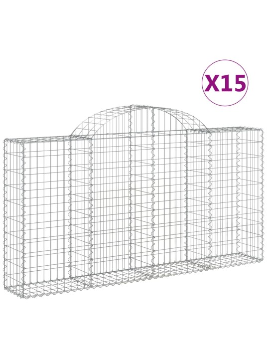 Klenuté gabionové koše 15ks 200x30x100/120cm pozinkované železo