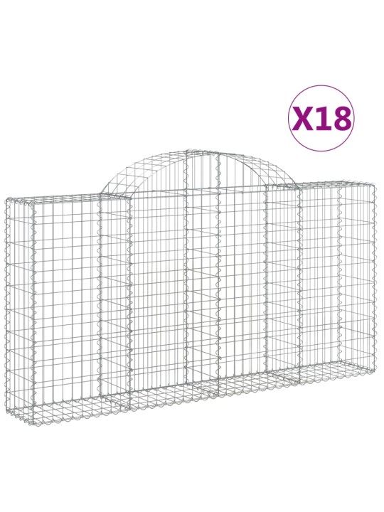 Klenuté gabionové koše 18ks 200x30x100/120cm pozinkované železo