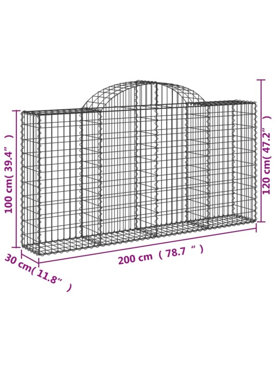 Klenuté gabionové koše 18ks 200x30x100/120cm pozinkované železo