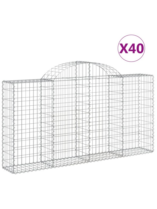 Klenuté gabionové koše 40ks 200x30x100/120cm pozinkované železo