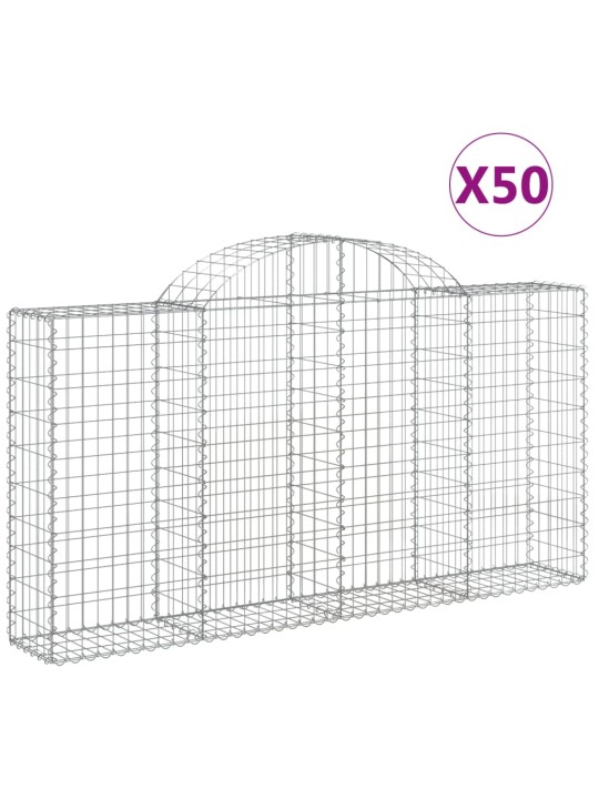 Klenuté gabionové koše 50ks 200x30x100/120cm pozinkované železo