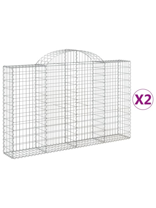 Klenuté gabionové koše 2 ks 200x30x120/140cm pozinkované železo