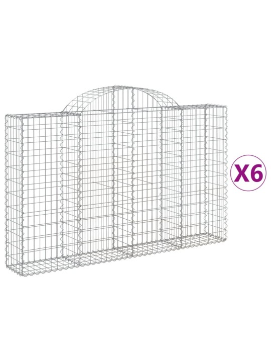 Klenuté gabionové koše 6 ks 200x30x120/140cm pozinkované železo