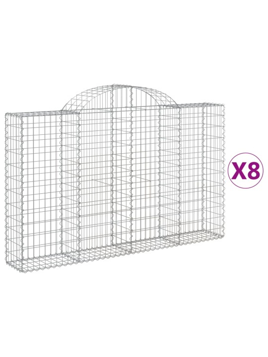Klenuté gabionové koše 8 ks 200x30x120/140cm pozinkované železo