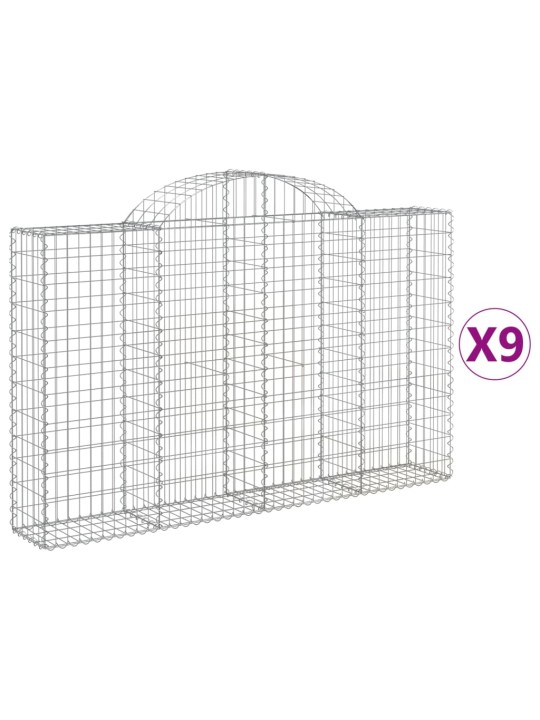 Klenuté gabionové koše 9 ks 200x30x120/140cm pozinkované železo