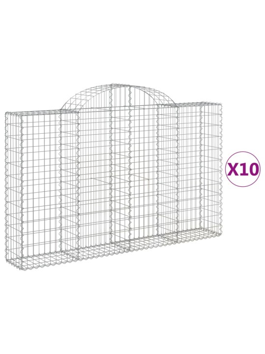 Klenuté gabionové koše 10ks 200x30x120/140cm pozinkované železo