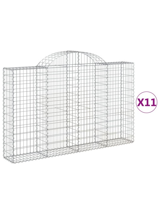 Klenuté gabionové koše 11ks 200x30x120/140cm pozinkované železo