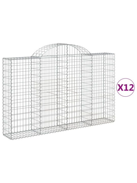 Klenuté gabionové koše 12ks 200x30x120/140cm pozinkované železo
