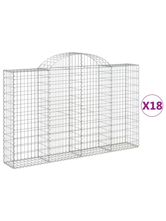 Klenuté gabionové koše 18ks 200x30x120/140cm pozinkované železo