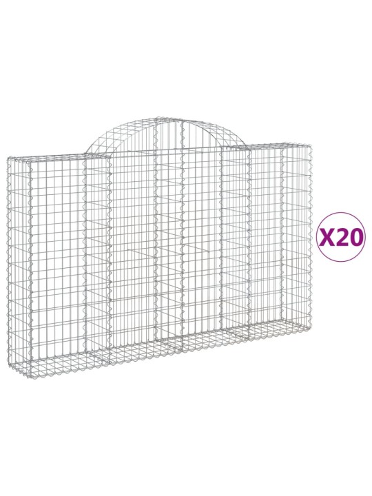 Klenuté gabionové koše 20ks 200x30x120/140cm pozinkované železo