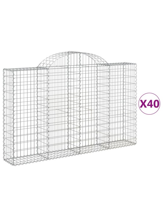Klenuté gabionové koše 40ks 200x30x120/140cm pozinkované železo