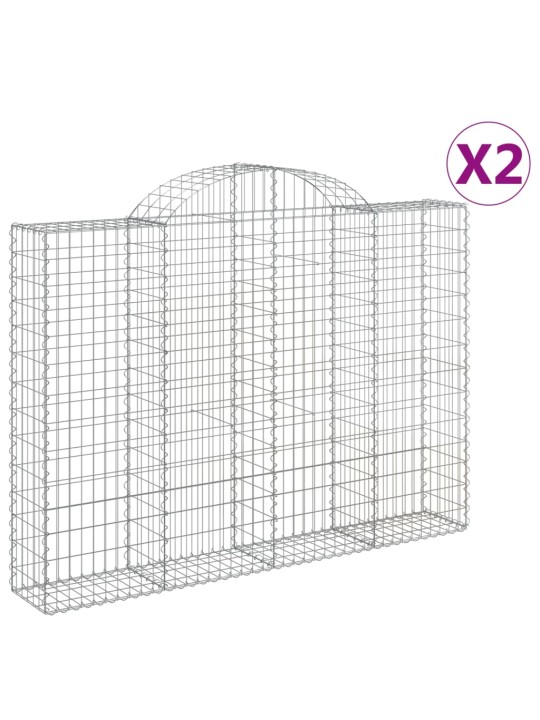 Klenuté gabionové koše 2 ks 200x30x140/160cm pozinkované železo