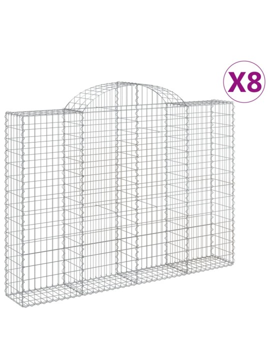 Klenuté gabionové koše 8 ks 200x30x140/160cm pozinkované železo