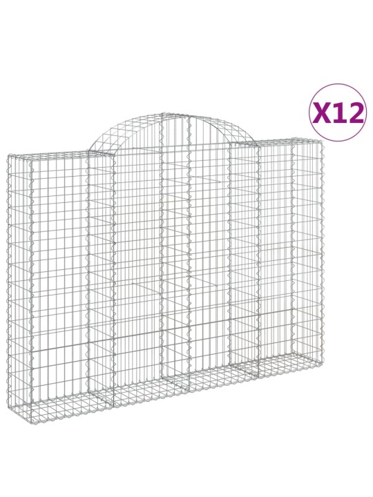 Klenuté gabionové koše 12ks 200x30x140/160cm pozinkované železo