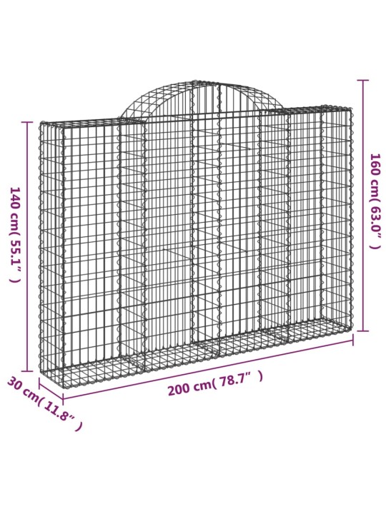 Klenuté gabionové koše 13ks 200x30x140/160cm pozinkované železo