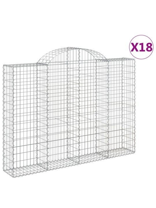 Klenuté gabionové koše 18ks 200x30x140/160cm pozinkované železo
