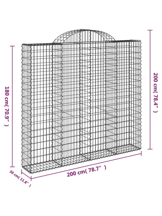 Klenuté gabionové koše 3 ks 200x30x180/200cm pozinkované železo