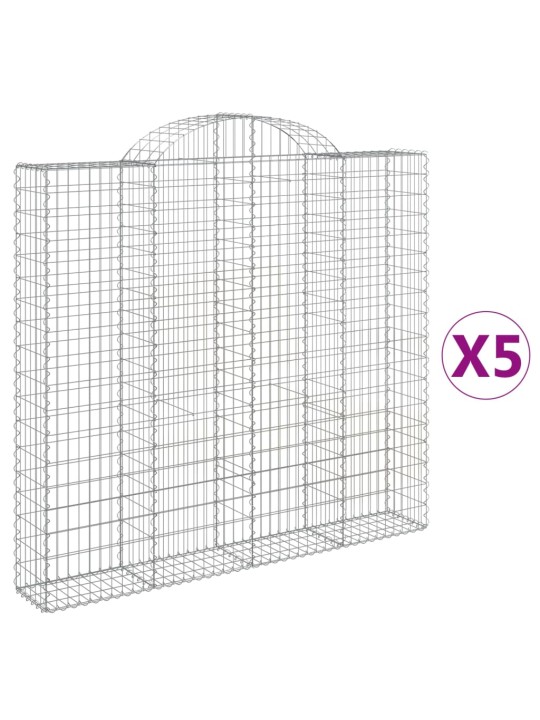 Klenuté gabionové koše 5 ks 200x30x180/200cm pozinkované železo