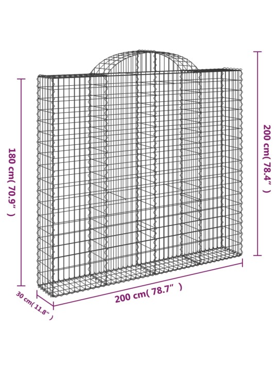 Klenuté gabionové koše 5 ks 200x30x180/200cm pozinkované železo