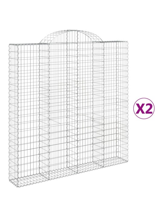 Klenuté gabionové koše 2 ks 200x30x200/220cm pozinkované železo