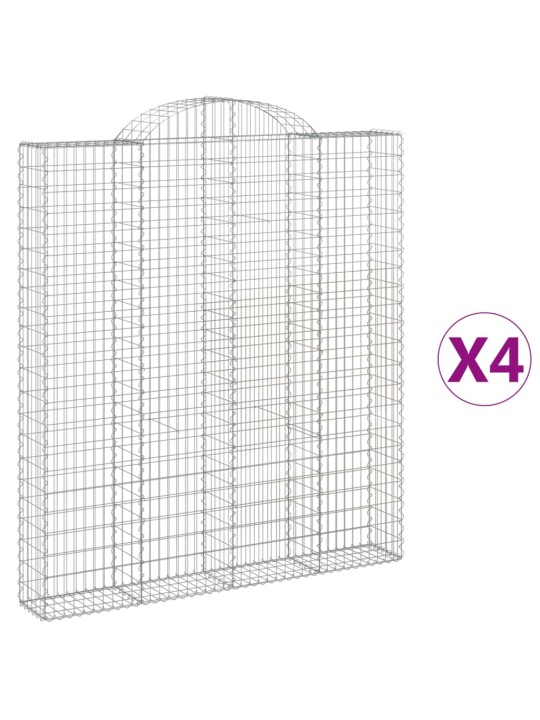 Klenuté gabionové koše 4 ks 200x30x220/240cm pozinkované železo