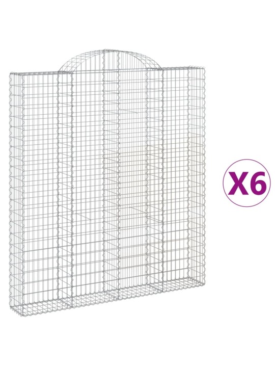 Klenuté gabionové koše 6 ks 200x30x220/240cm pozinkované železo