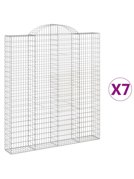 Klenuté gabionové koše 7 ks 200x30x220/240cm pozinkované železo