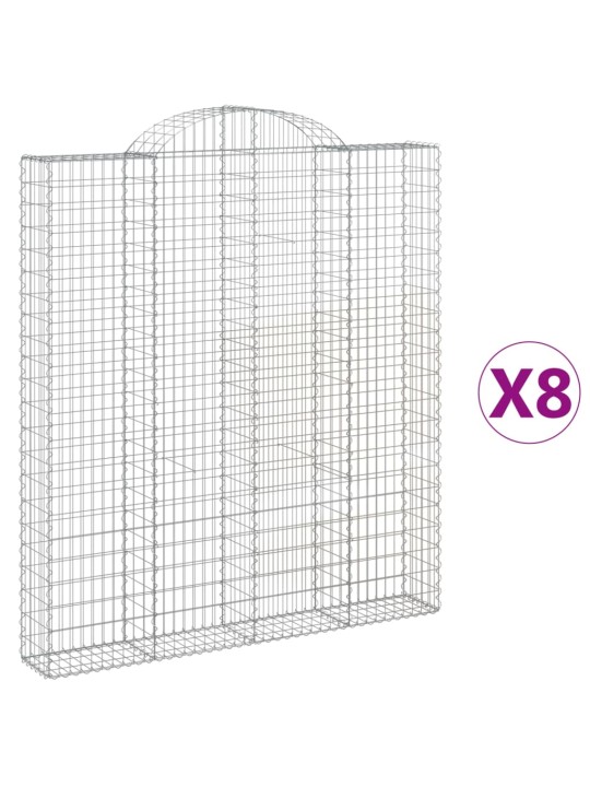Klenuté gabionové koše 8 ks 200x30x220/240cm pozinkované železo