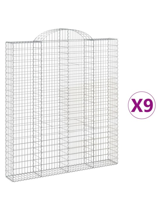 Klenuté gabionové koše 9 ks 200x30x220/240cm pozinkované železo