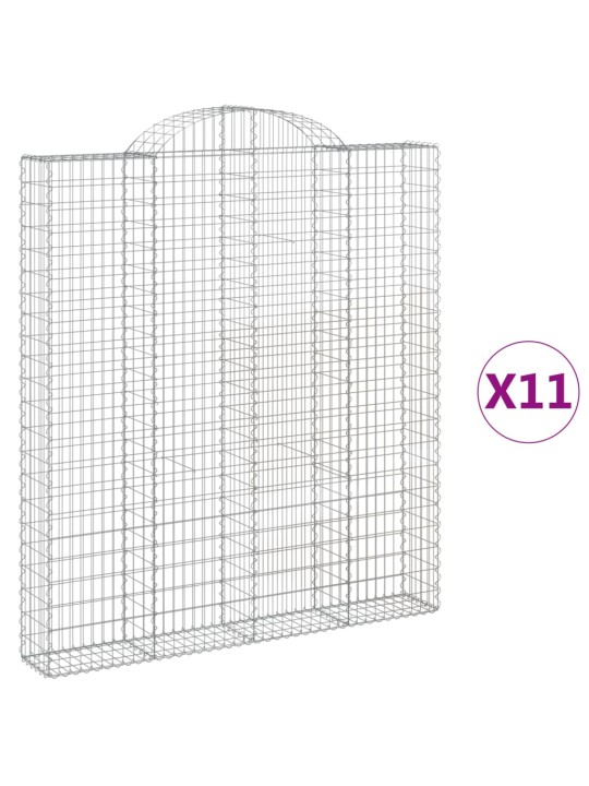 Klenuté gabionové koše 11ks 200x30x220/240cm pozinkované železo