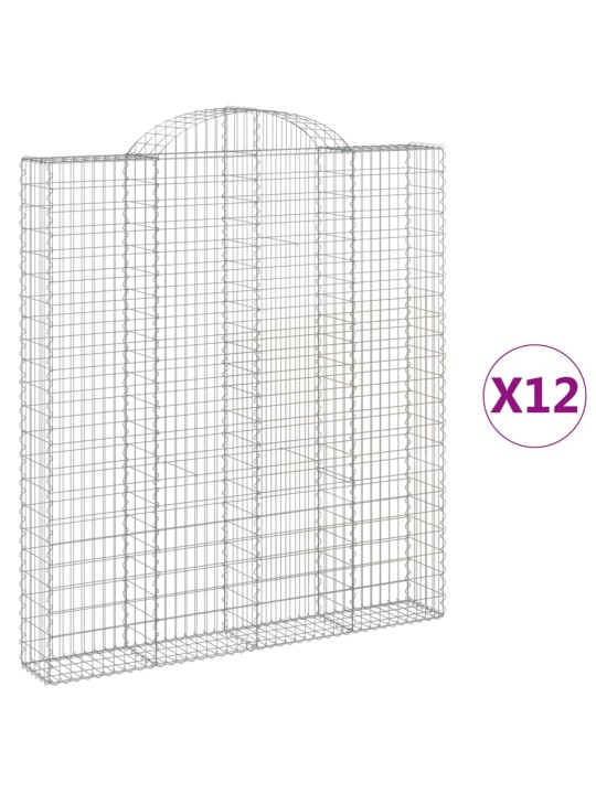 Klenuté gabionové koše 12ks 200x30x220/240cm pozinkované železo